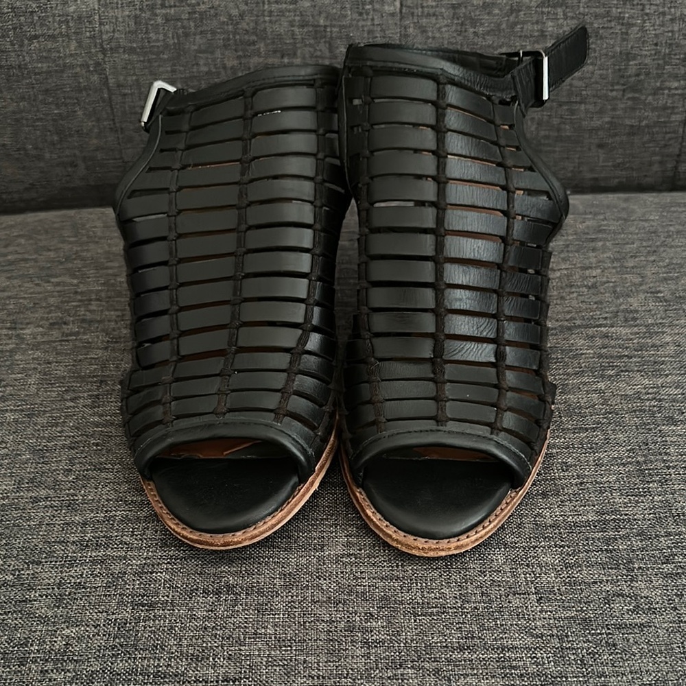 Black Woven Open-Toe Sandals